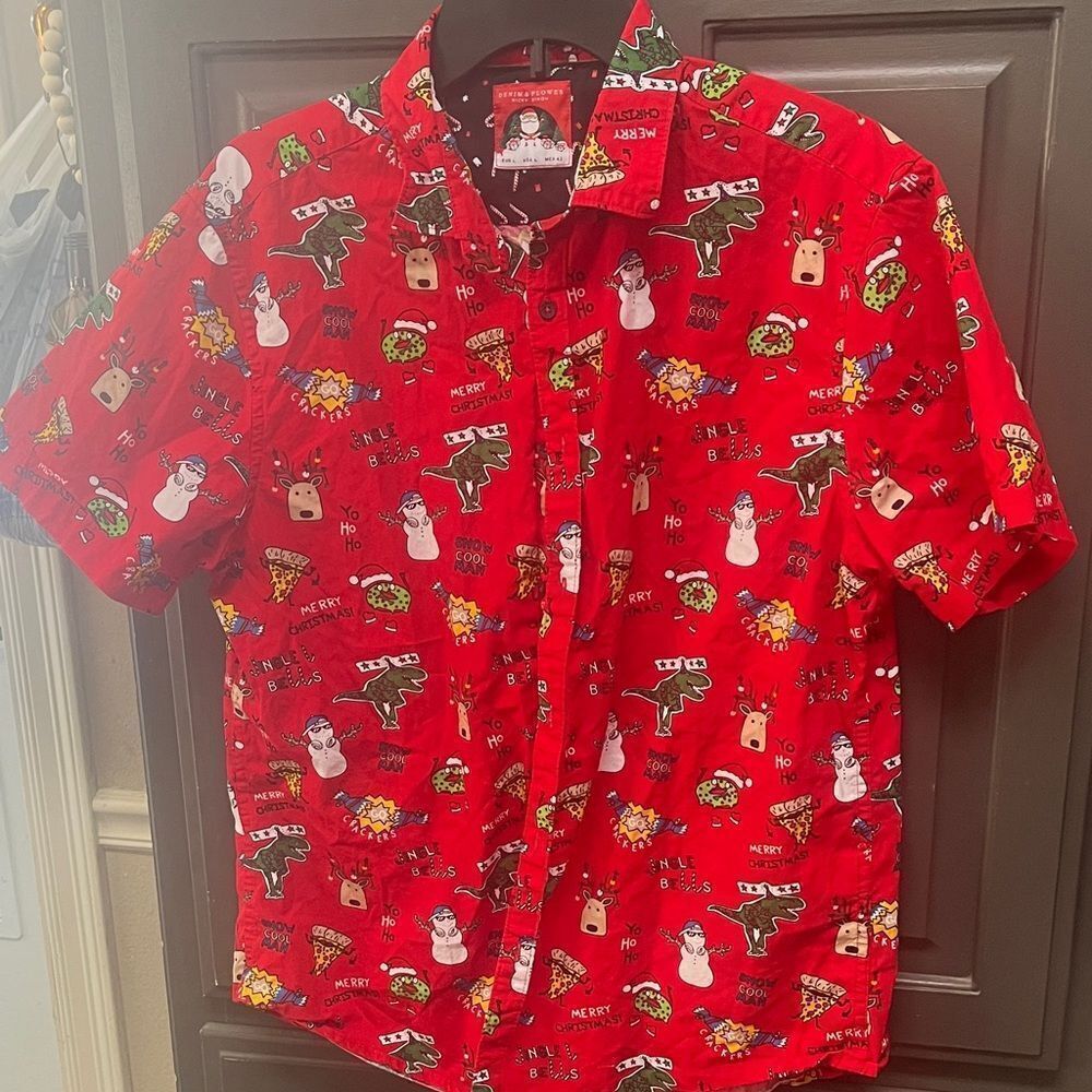 Denim and flower Christmas shirt